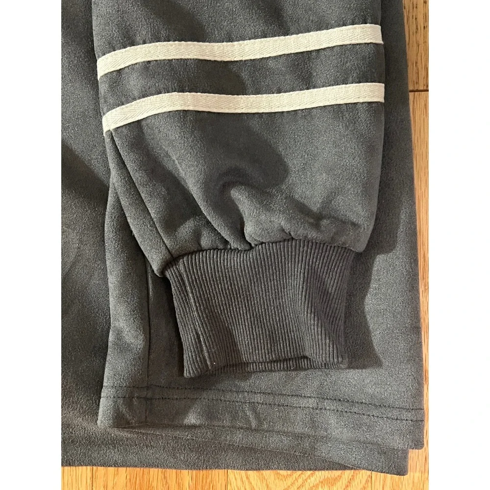 Aelfric Eden 74 Graphic Suede Sweatshirt Charcoal Grey Streetwear Mens Medium